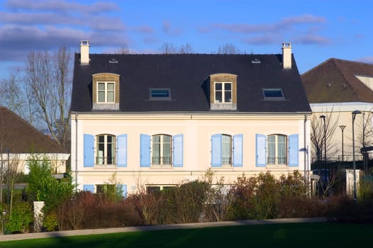 New real estate in France in the Paris region. Houses in an allotment which has just been finished.