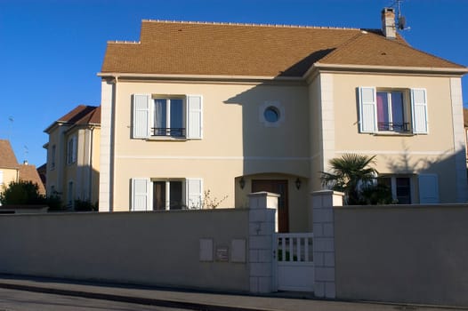 New real estate in France in the Paris region. Houses in an allotment which has just been finished.