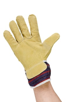 hand with work glove isolated on a white background