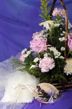 a weeding Favors ,wedding rings and flowers