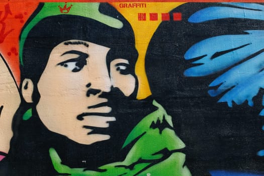 fragment of graffiti. portrait of a Man. Latvia, Ventspils