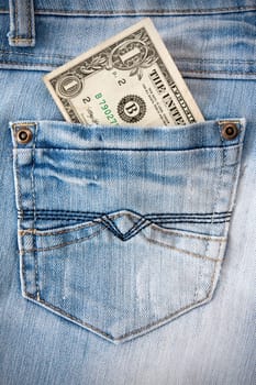one dollar in the blue jeans pocket