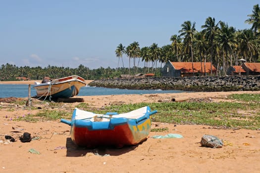 A bay in Sri Lanka with fishing boats