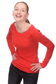 Studio shot of a young and happy woman