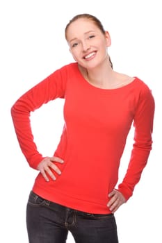 Studio shot of a young and happy woman