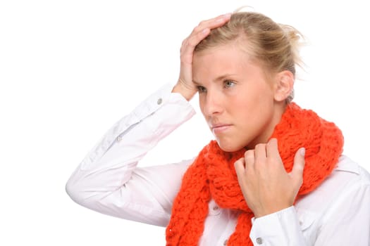 Studio recording of a young woman with a cold