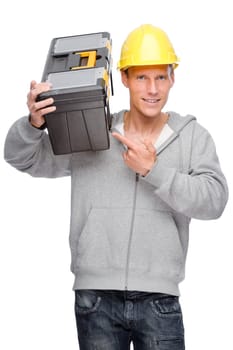 Studio shot of a young construction worker