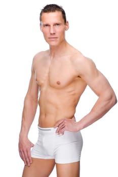 Studio shot of a young man in underwear