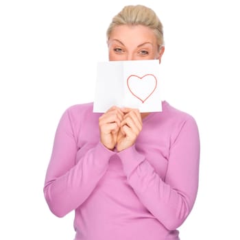 Studio shot of a young woman with love letter