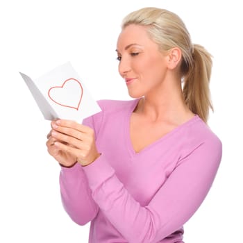 Studio shot of a young woman with love letter