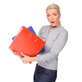 Studio shot of a young woman with a file folder