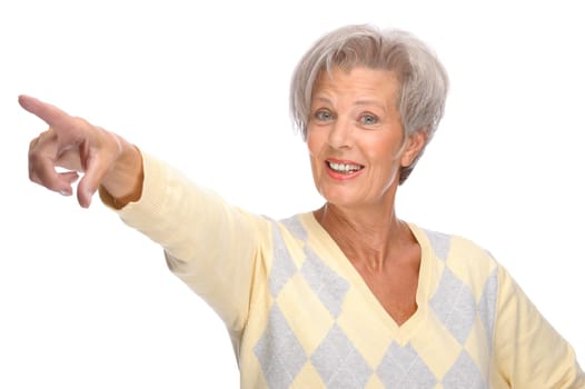 Studio shot of an active and happy senior woman