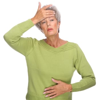 Studio shot of a sick senior citizen