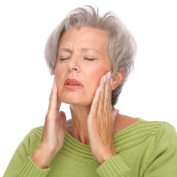 Studio shot of a sick senior citizen