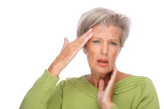 Studio shot of a sick senior citizen