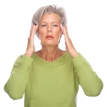 Studio shot of a sick senior citizen