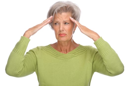 Studio shot of a sick senior citizen