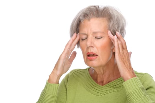 Studio shot of a sick senior citizen
