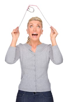 Studio shot of a young woman with a file folder