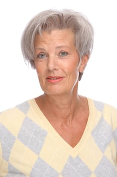 Studio shot of an active and happy senior woman