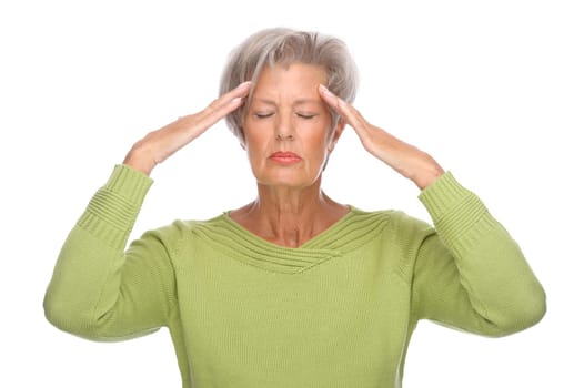 Studio shot of a sick senior citizen