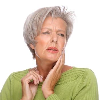 Studio shot of a sick senior citizen