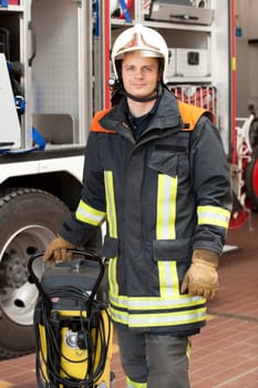 Portrait of a young firefighter