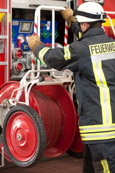 Portrait of a young firefighter