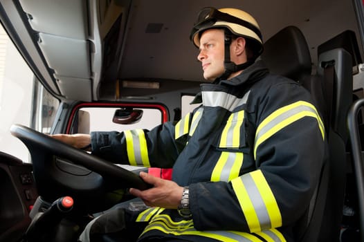 Portrait of a young firefighter
