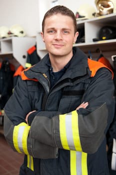 Portrait of a young firefighter