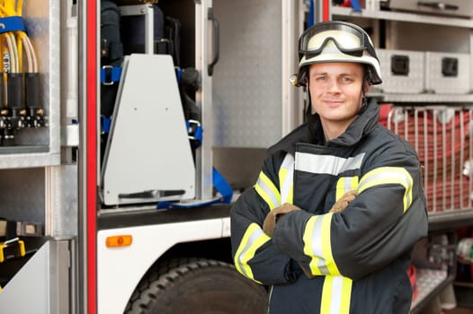 Portrait of a young firefighter