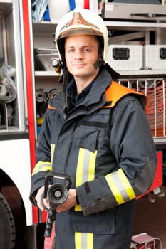 Portrait of a young firefighter