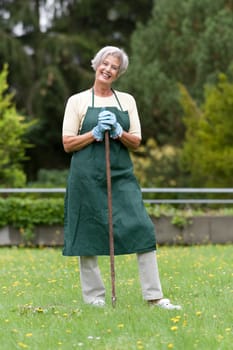 Active senior woman gardening