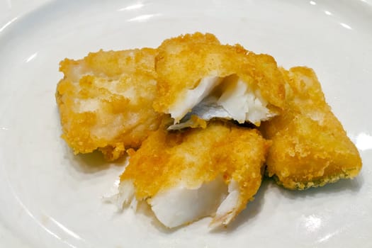 Fried salted codfish ready for a meal, Biscayan cod in