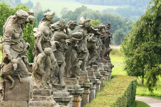 Baroque statues by Matthias Braun in the castle Kuks