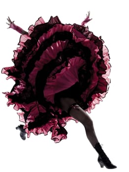 woman showgirl dancer revue dancing in studio isolated on white background