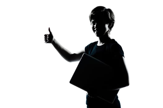 one caucasian young teenager silhouette boy or girl portrait holding empty vodka alcohol bottle in studio cut out isolated on white background