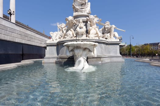 Pallas Athene Fountain,Vienna,sculpture and landmark in front of the Parliament