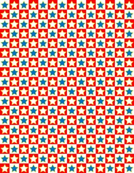 Red, White and blue patriotic checked star background.