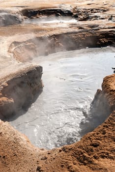 Boiling mud and sulfur in Namafjall in Iceland