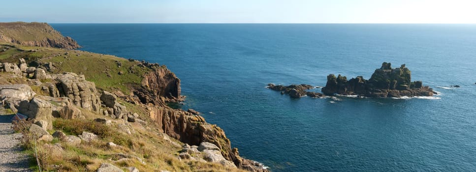 Overview of the coast of Lends End in Cornwall