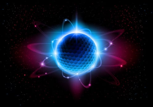 The central nucleus are surrounded by a cloud of negatively charged electrons.