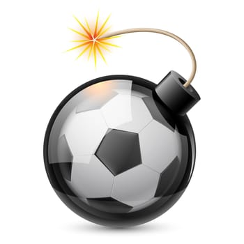 Abstract football shaped like a bomb. Illustration on white background for design