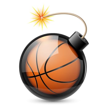 Abstract basketball shaped like a bomb. Illustration on white background for design