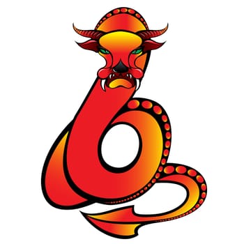 Abstract dragon. Illustration number two on white background