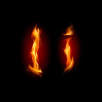 Fiery font. Letter I. Illustration on black background