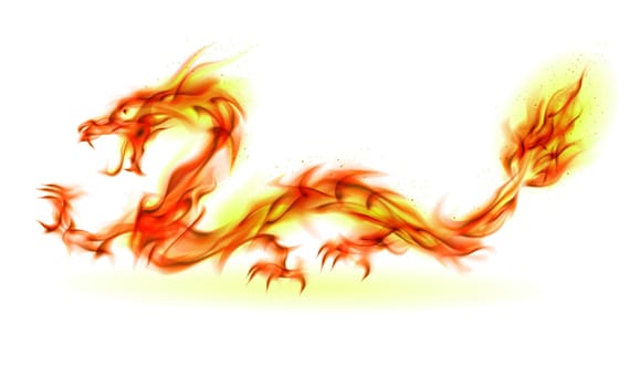 Dragon. Abstract fiery Illustration on white background for design