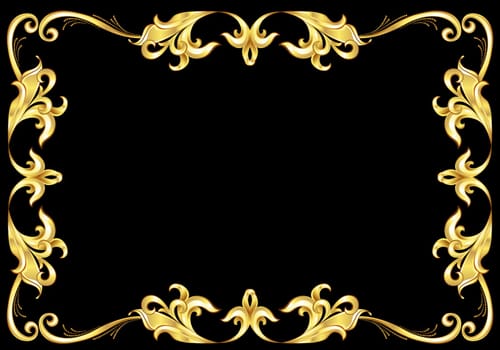 Abstract Gold Frame.  Illustration on black background for design