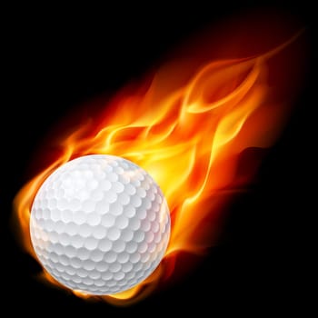 Golf ball on fire. Illustration on black background