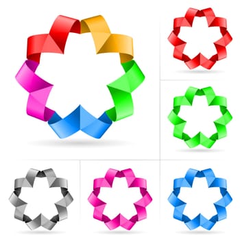 Set of ribbon number eight on a white background for design.